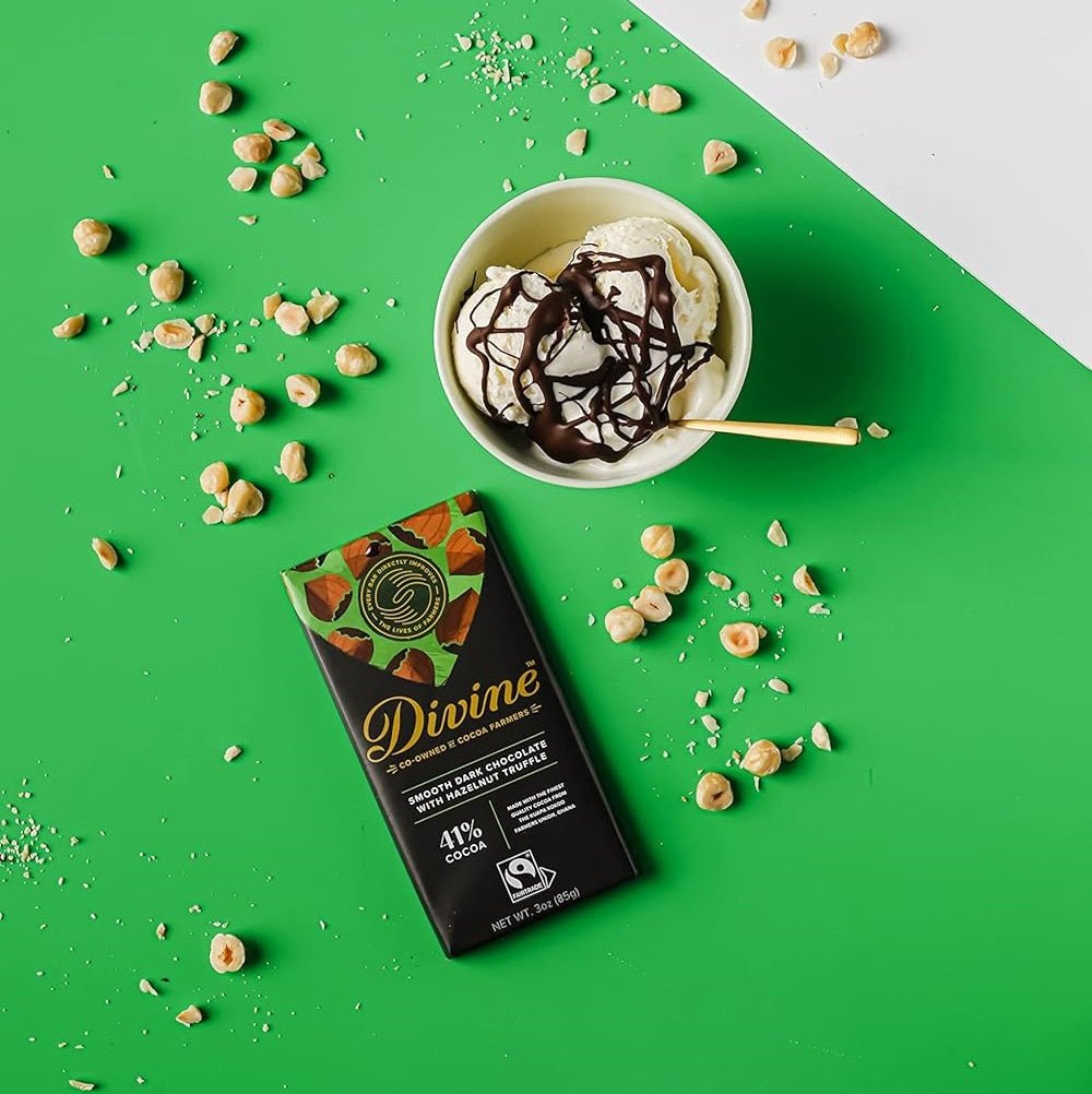 41% Dark Chocolate with Hazelnut Truffle Bar 90g - Divine Chocolate - Chocolate - Eco Natural Products