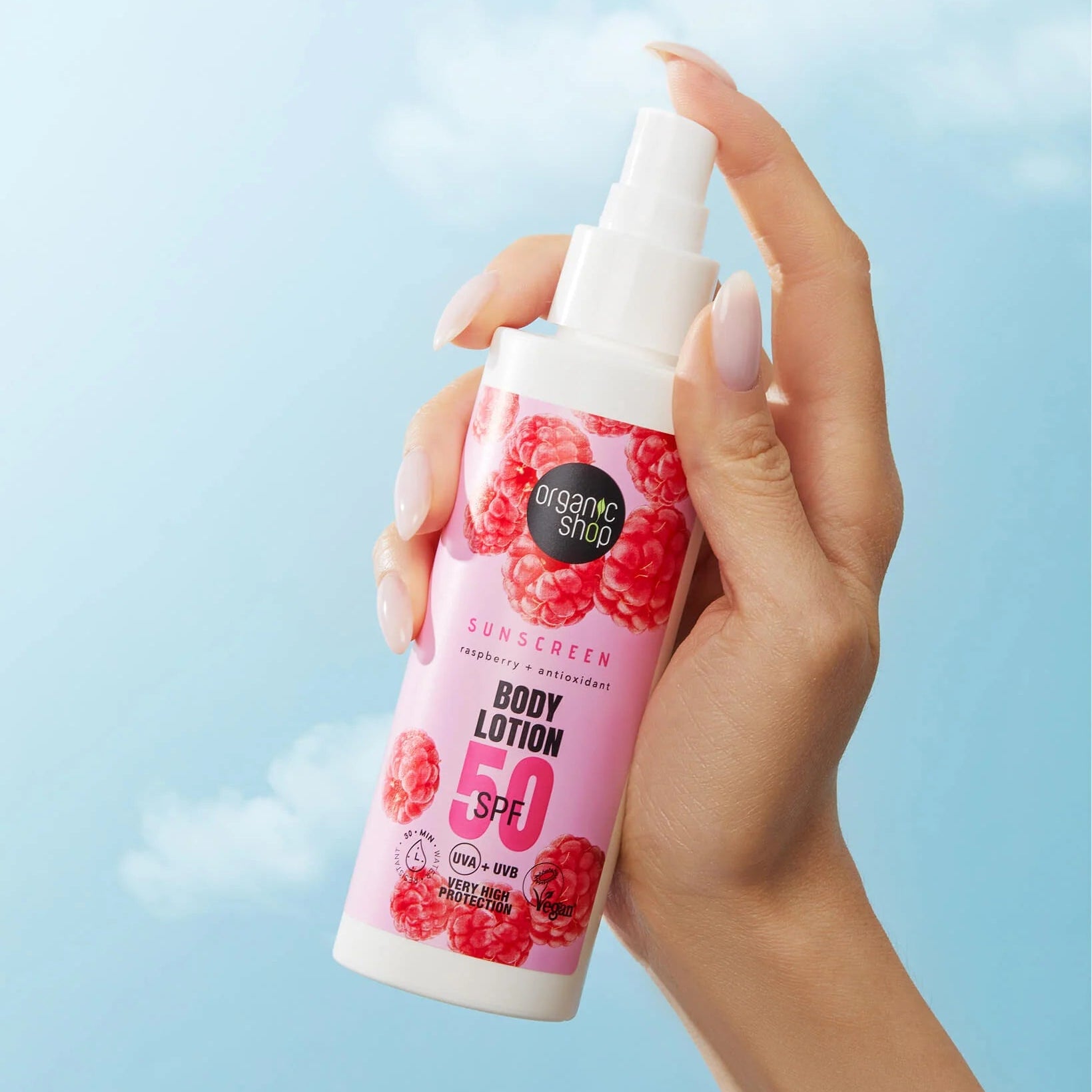 Organic Shop 50 SPF Sunscreen Body Lotion 150ml lifestyle image 