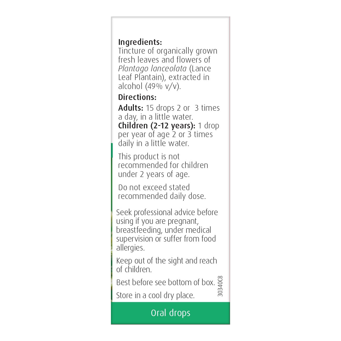 Plantago Lanceolata Tincture Drops 50ml