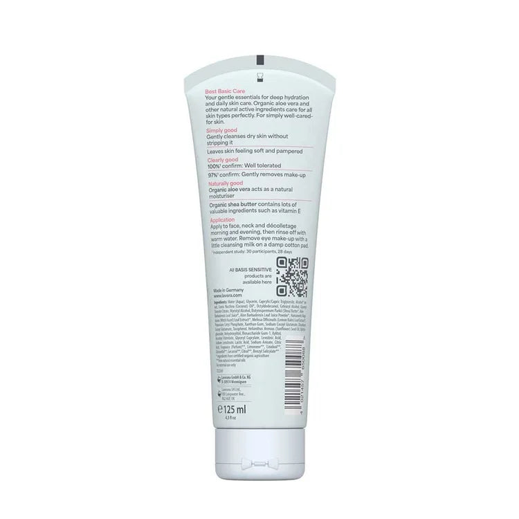 Organic Basic Sensitiv Cleansing Milk 125ml back packaging