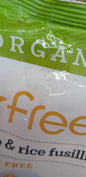 Organic Maize and Rice Fusilli Gluten Free Pasta 500g Taped Split To Top Of Packaging.