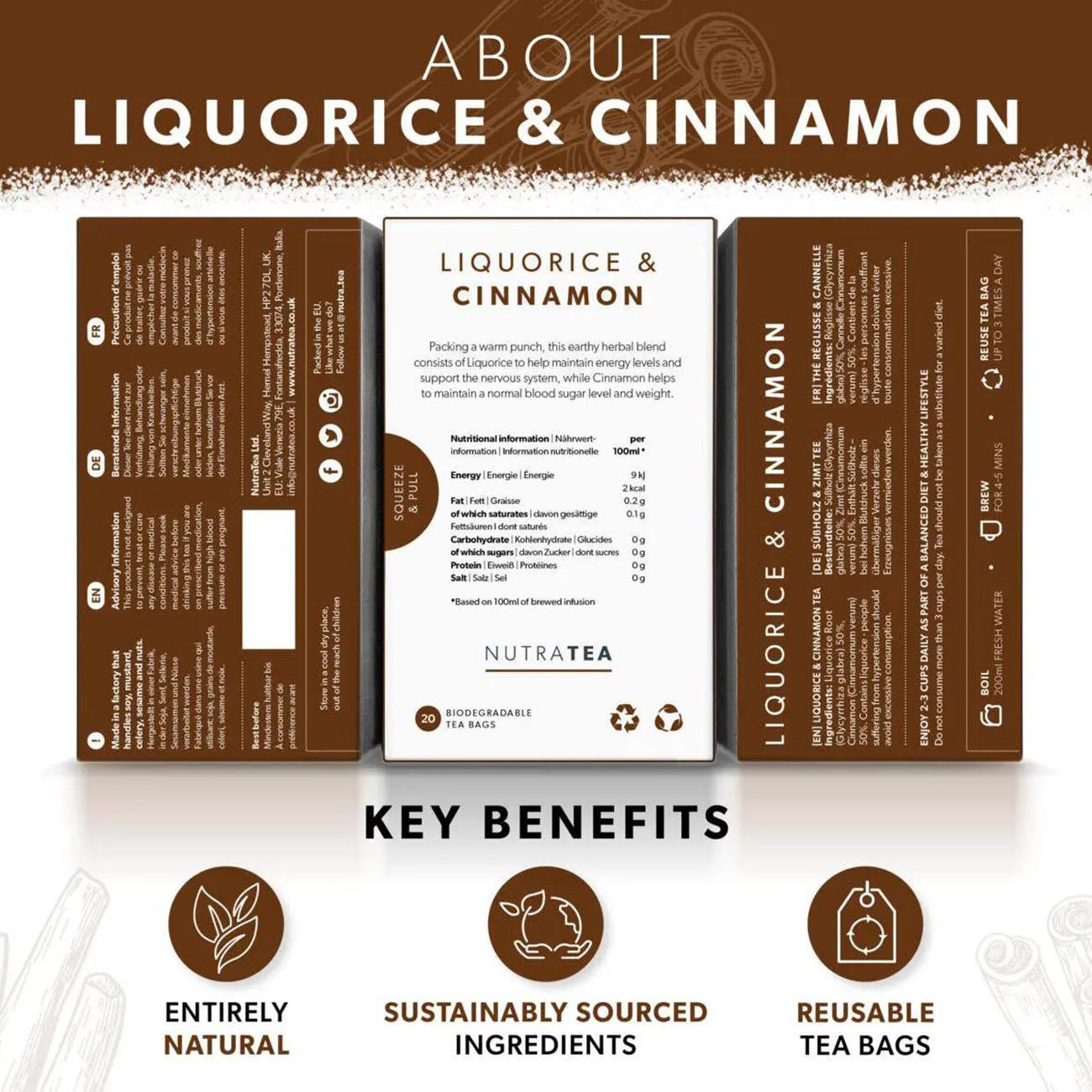 Nutratea Nutra Liquorice & Cinnamon Herbal Tea 20bags