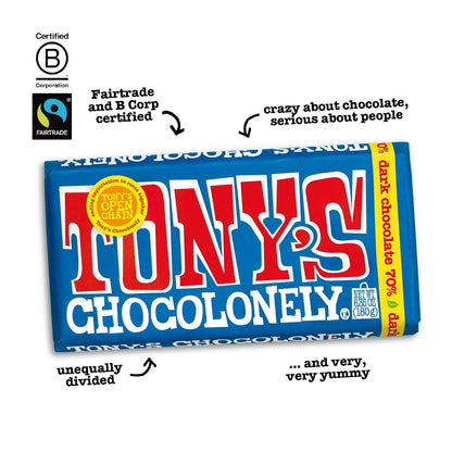 70% Dark Chocolate Bar 180g - Tony's Chocolonely - Chocolate - Eco Natural Products