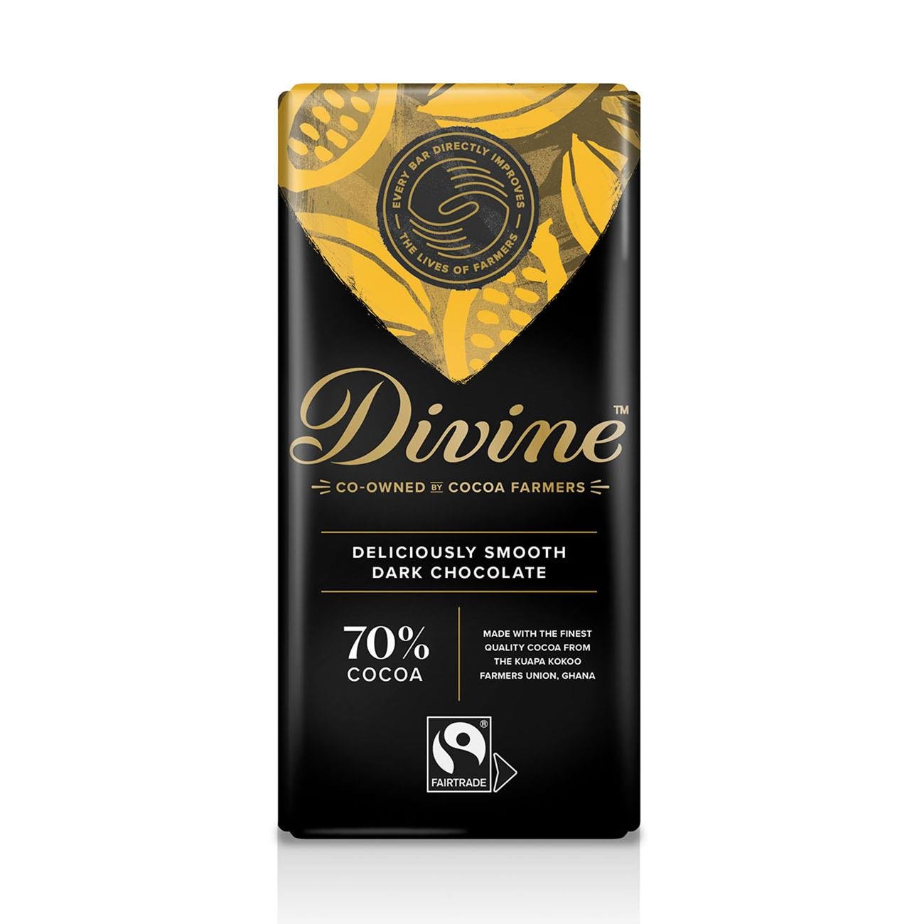 70% Dark Chocolate Bar 90g - Eco Natural Products - Divine Chocolate - Chocolate