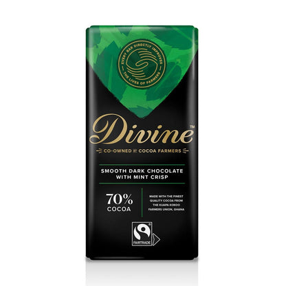 70% Dark Chocolate Mint Crisp Bar 90g - Divine Chocolate - Chocolate - Eco Natural Products