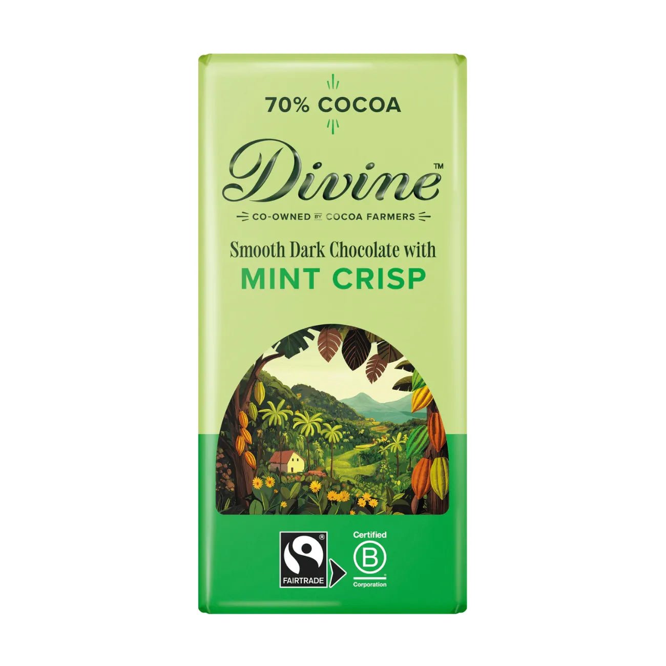 70% Dark Chocolate Mint Crisp Bar 90g - Divine Chocolate - Chocolate Bar - Divine Chocolate