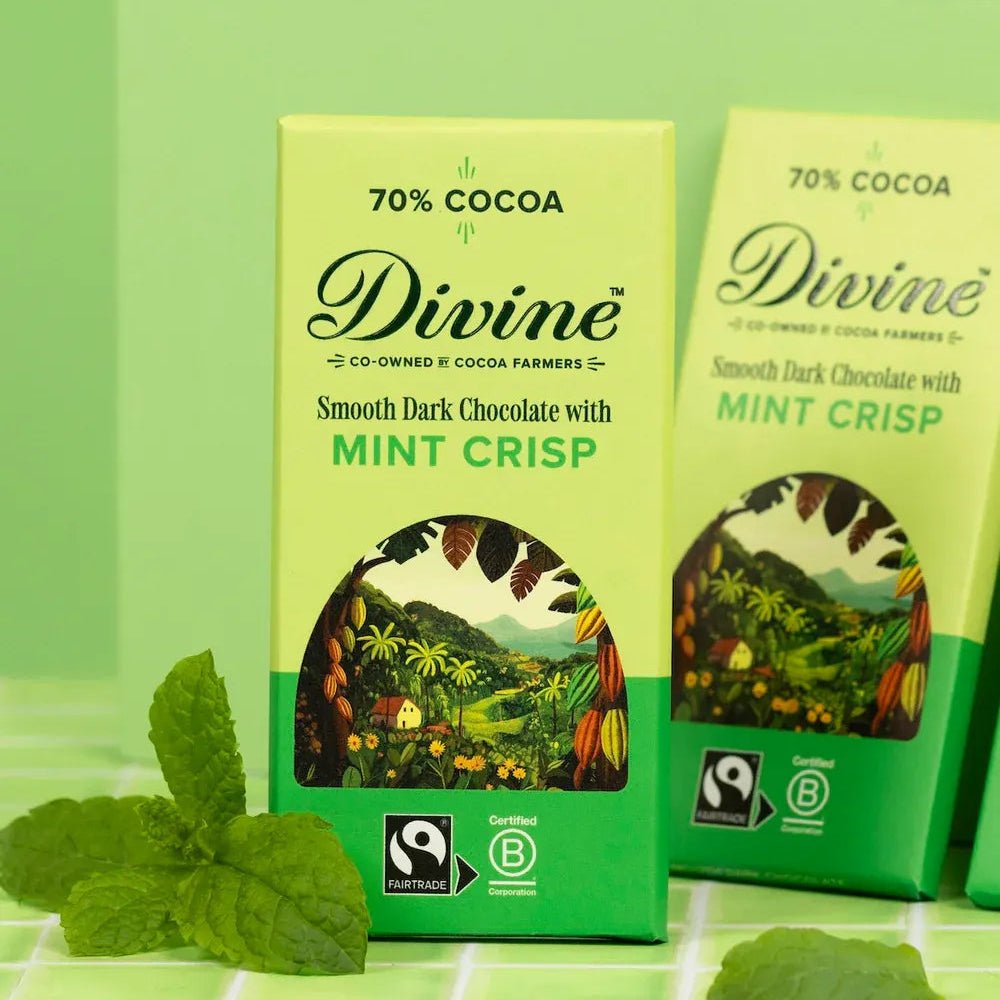 70% Dark Chocolate Mint Crisp Bar 90g - Divine Chocolate - Chocolate Bar - Divine Chocolate