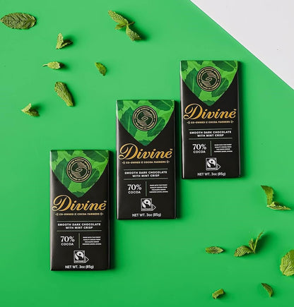 70% Dark Chocolate Mint Crisp Bar 90g - Divine Chocolate - Chocolate - Eco Natural Products