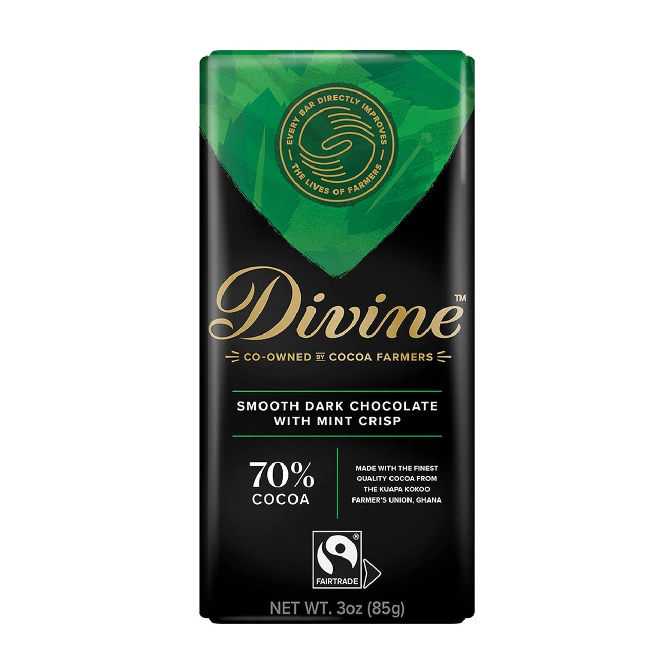 70% Dark Chocolate with Mint Bar 90g - Eco Natural Products - Divine Chocolate - Chocolate