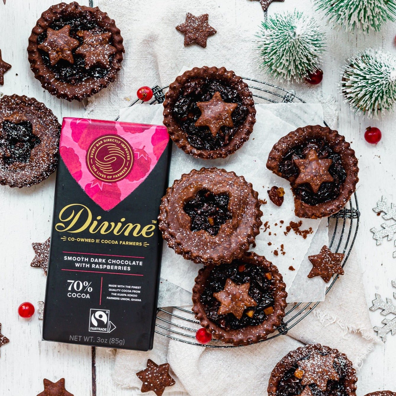 70% Dark Chocolate with Raspberries Bar 90g - Divine Chocolate - Chocolate - Eco Natural Products