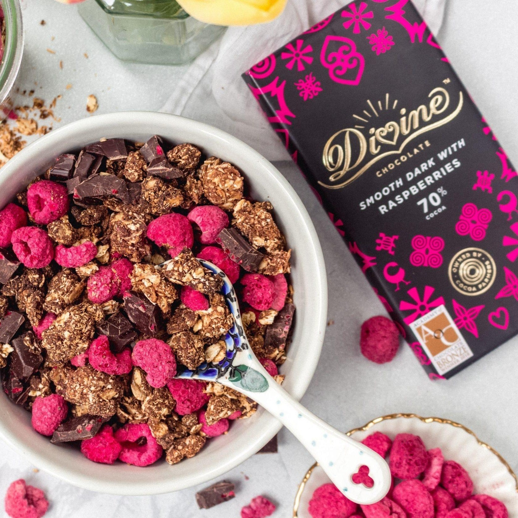 70% Dark Chocolate with Raspberries Bar 90g - Eco Natural Products - Divine Chocolate - Chocolate