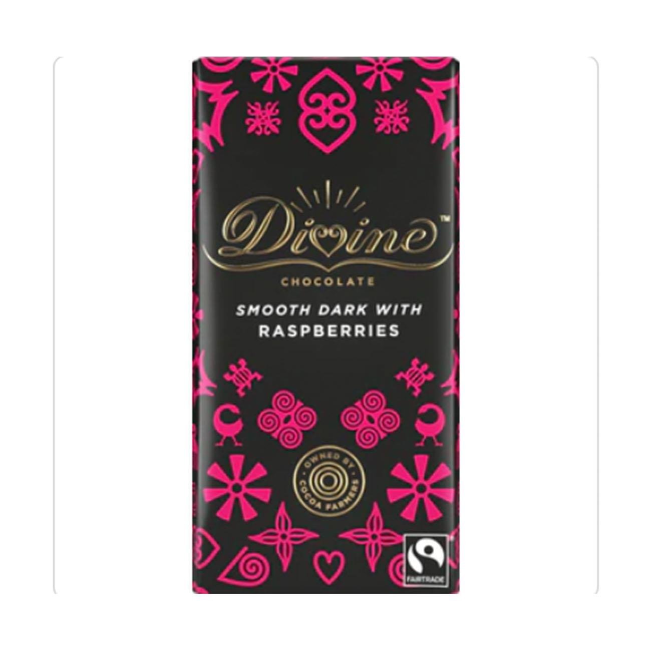 70% Dark Chocolate with Raspberries Bar 90g - Divine Chocolate - Chocolate - Eco Natural Products
