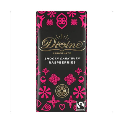 70% Dark Chocolate with Raspberries Bar 90g - Divine Chocolate - Chocolate - Eco Natural Products