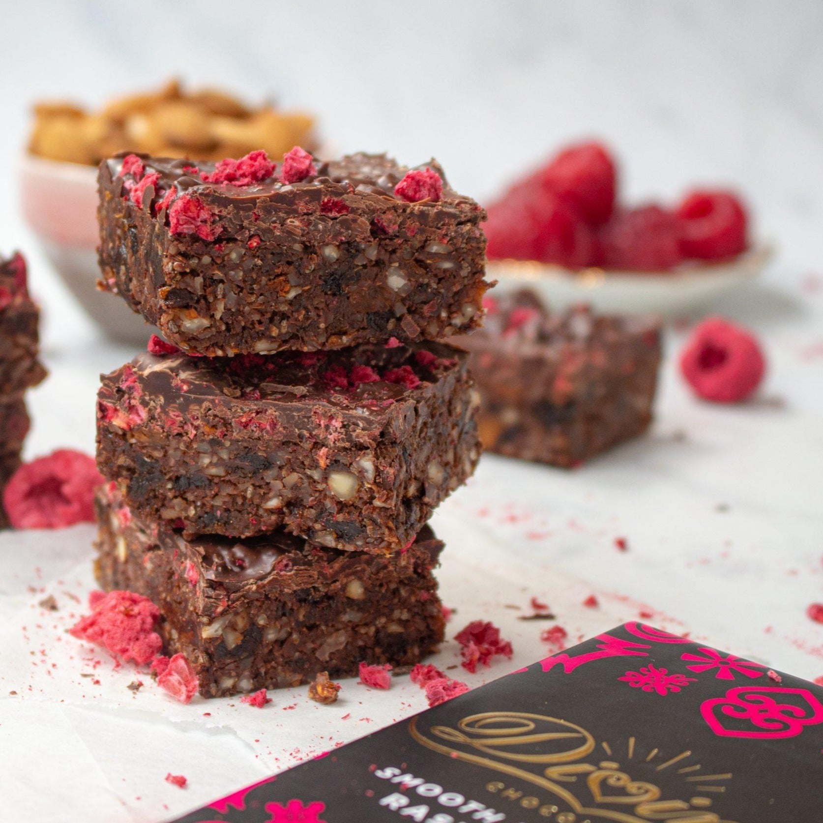 70% Dark Chocolate with Raspberries Bar 90g - Eco Natural Products - Divine Chocolate - Chocolate