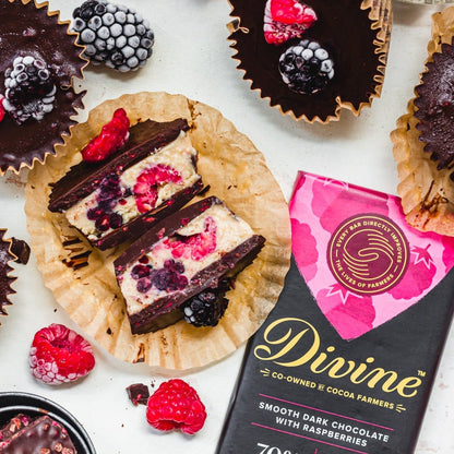70% Dark Chocolate with Raspberries Bar 90g - Divine Chocolate - Chocolate - Eco Natural Products