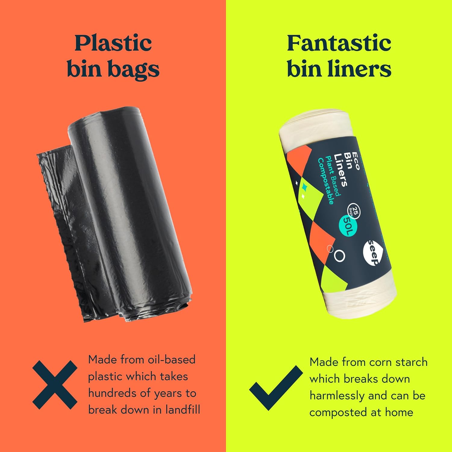 Compostable Bin Liners 50L 25 Bags