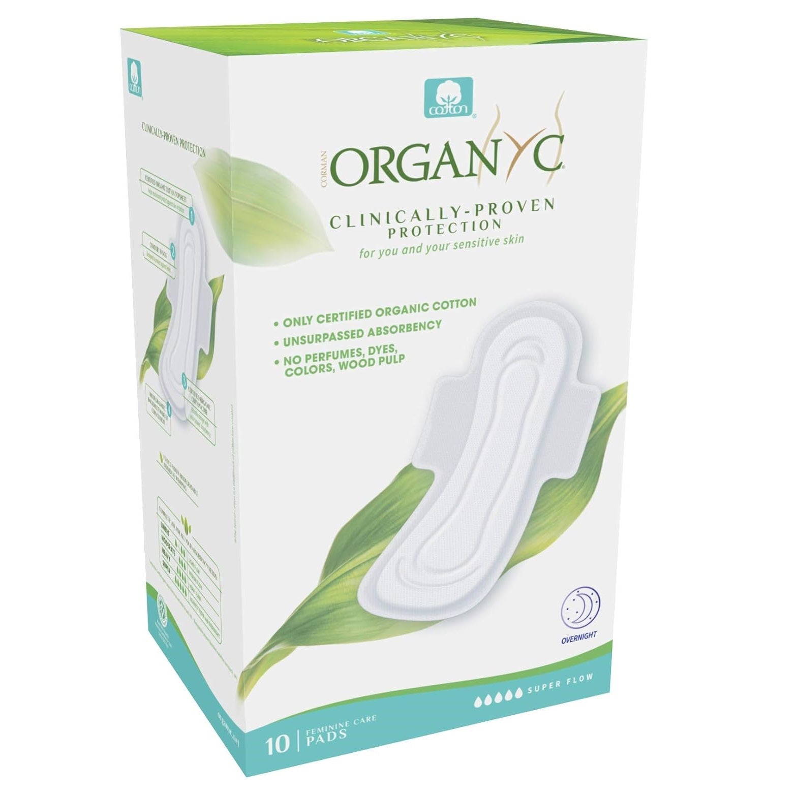 Organyc Organic Extra and Overnight Pads 10 Pack
