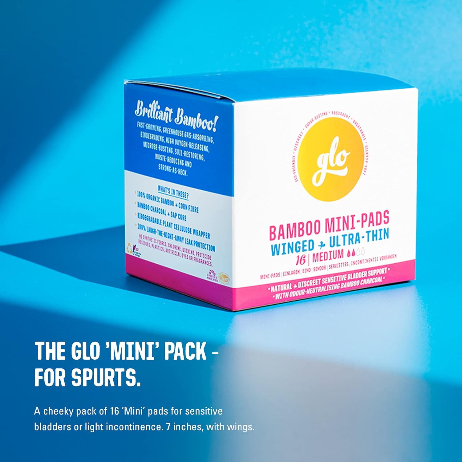 Glo Bamboo Mini-Pads for Sensitive Bladder (16 pads)