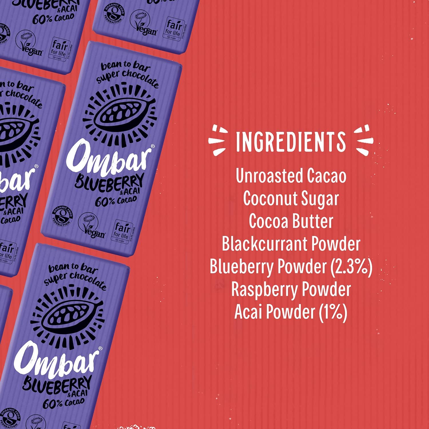 Blueberry Acai 60% Cacao Chocolate Bar 35g
