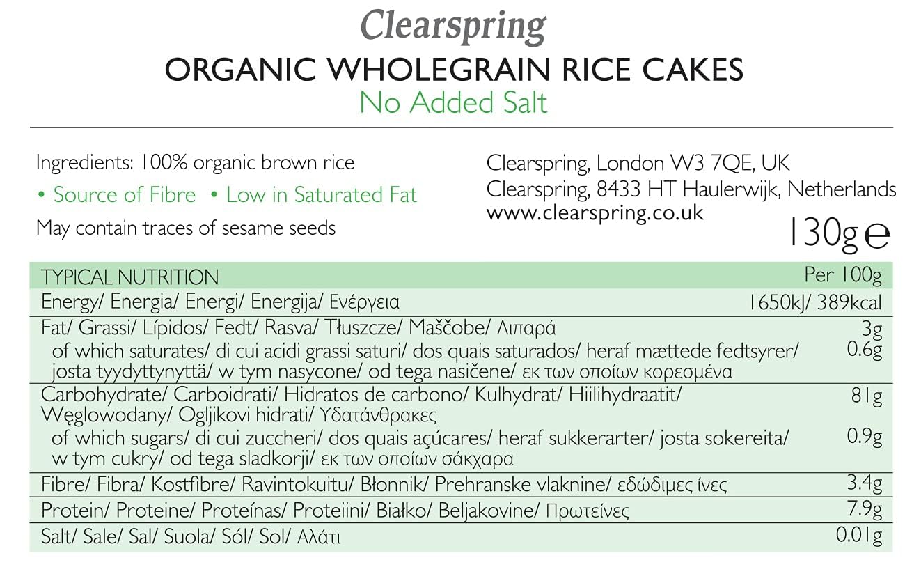 Organic No Added Salt Rice Cakes 130g