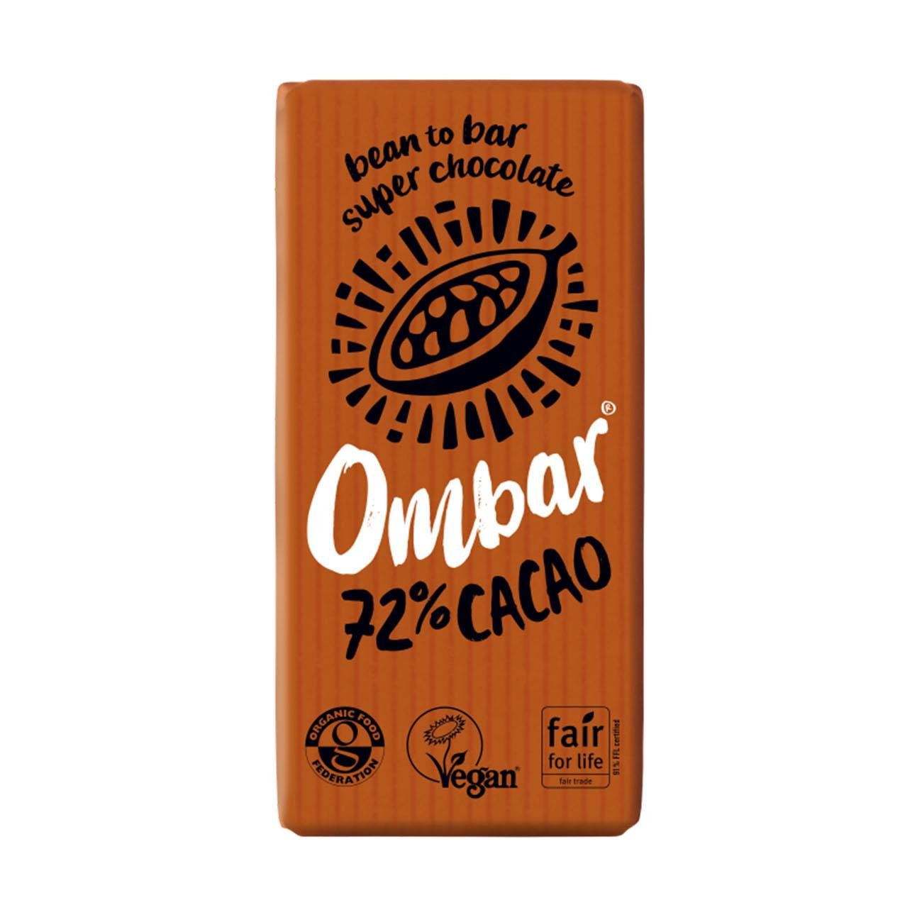Ombar 72% Cacao Chocolate Bar 35g front pack