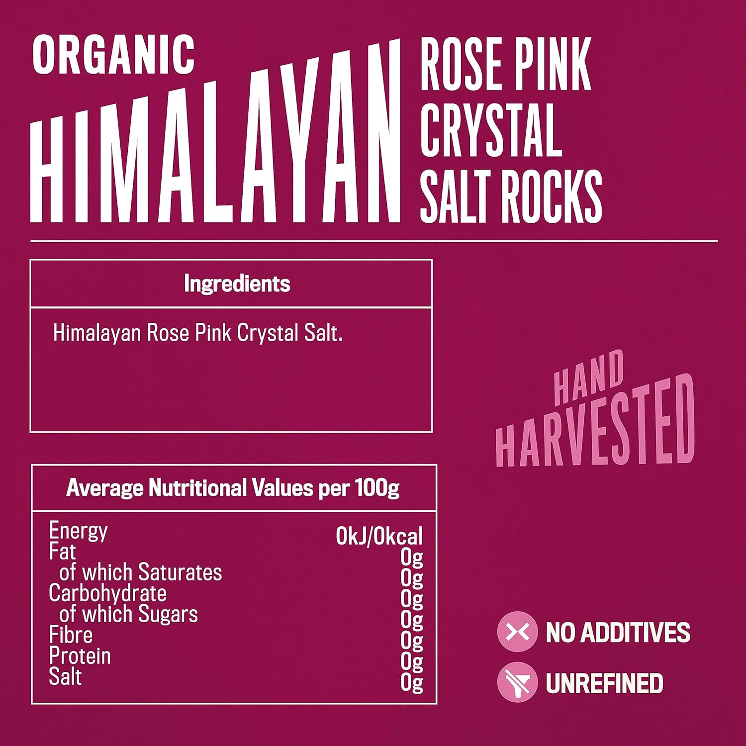 Organic Himalayan Rose Pink Salt Rocks 1000g