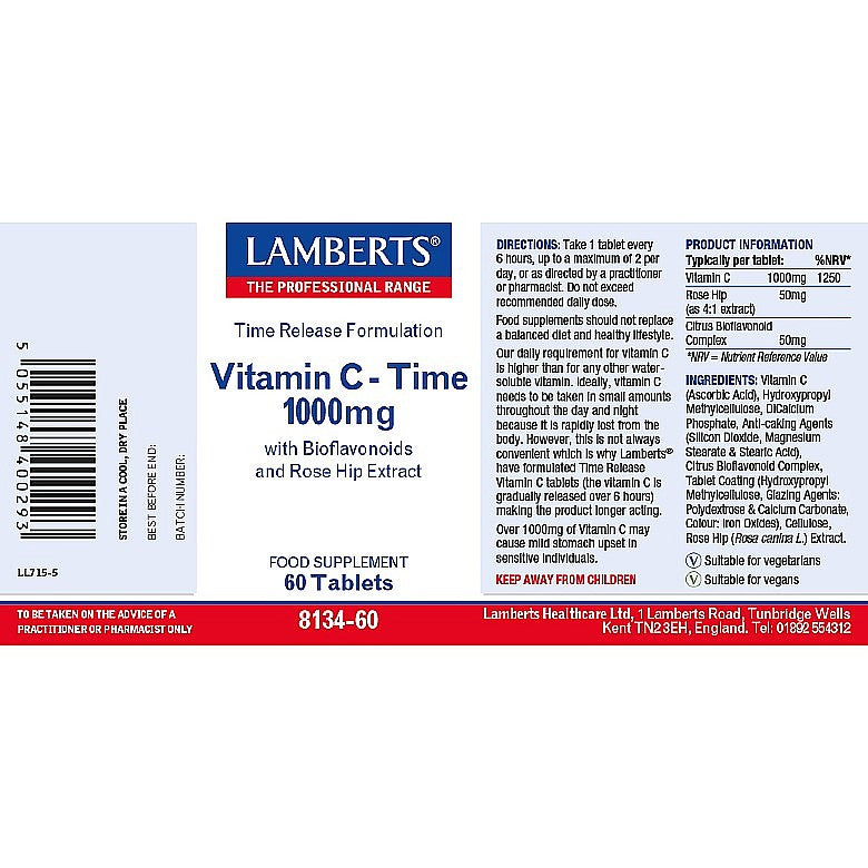 Time Release Vitamin C 1000mg 60 Tablets