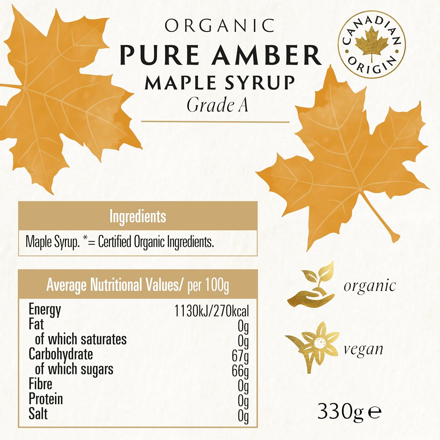 Organic Maple Syrup Amber 330g