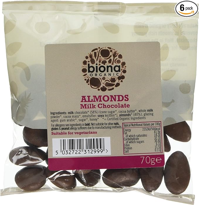 Organic Milk Chocolate Covered Almonds 70g