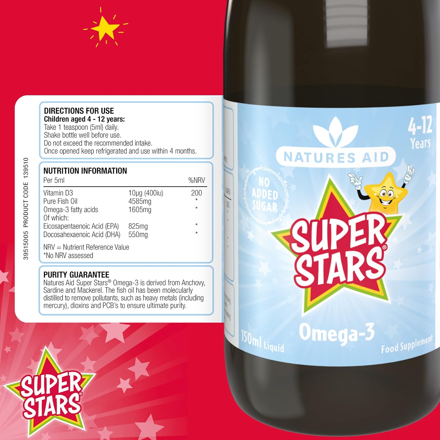 Super Stars Omega-3 with Vitamin D3 Citron Flavour 150ml