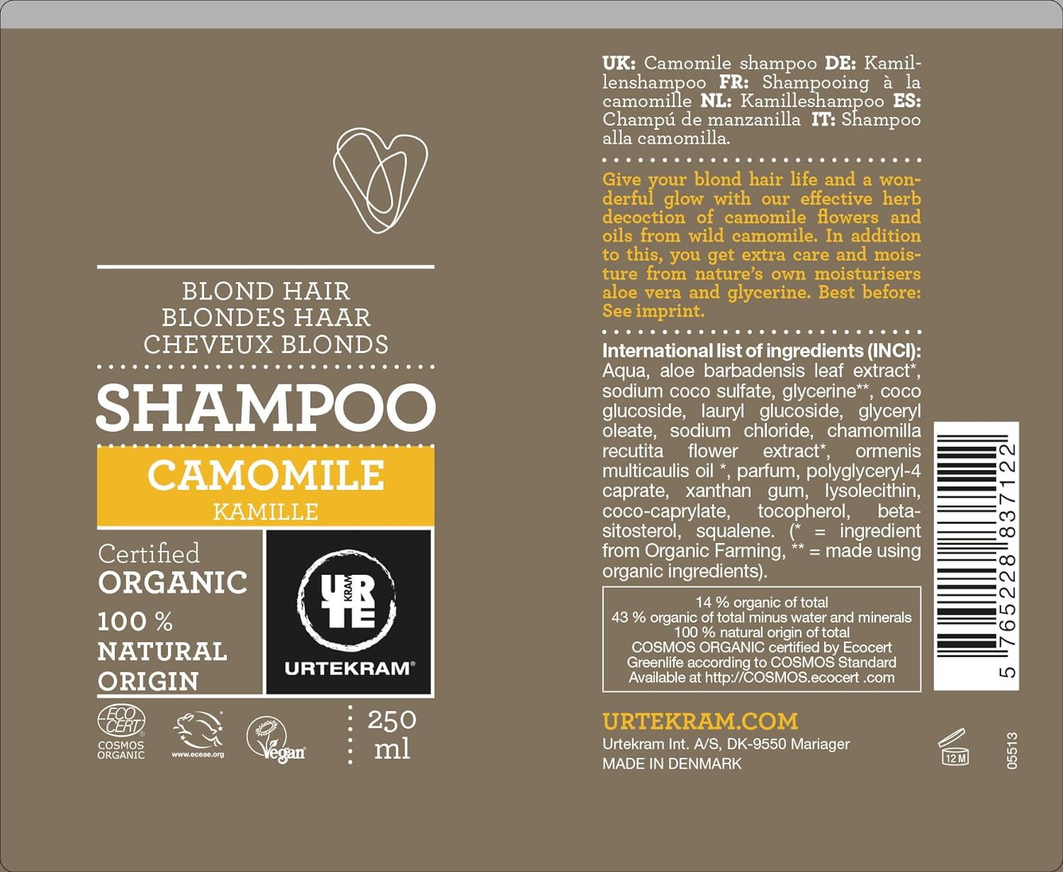 Organic Camomile Shampoo Blonde 250ml