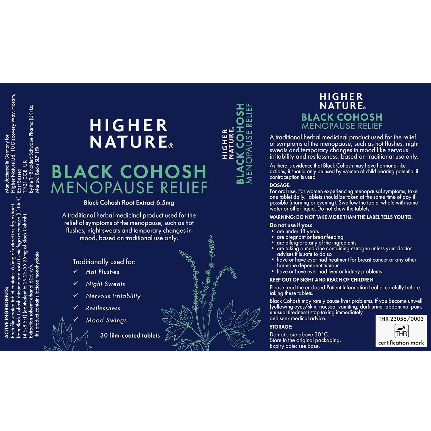 Traditional Herbals Black Cohosh Menopause Relief 30 Tablets