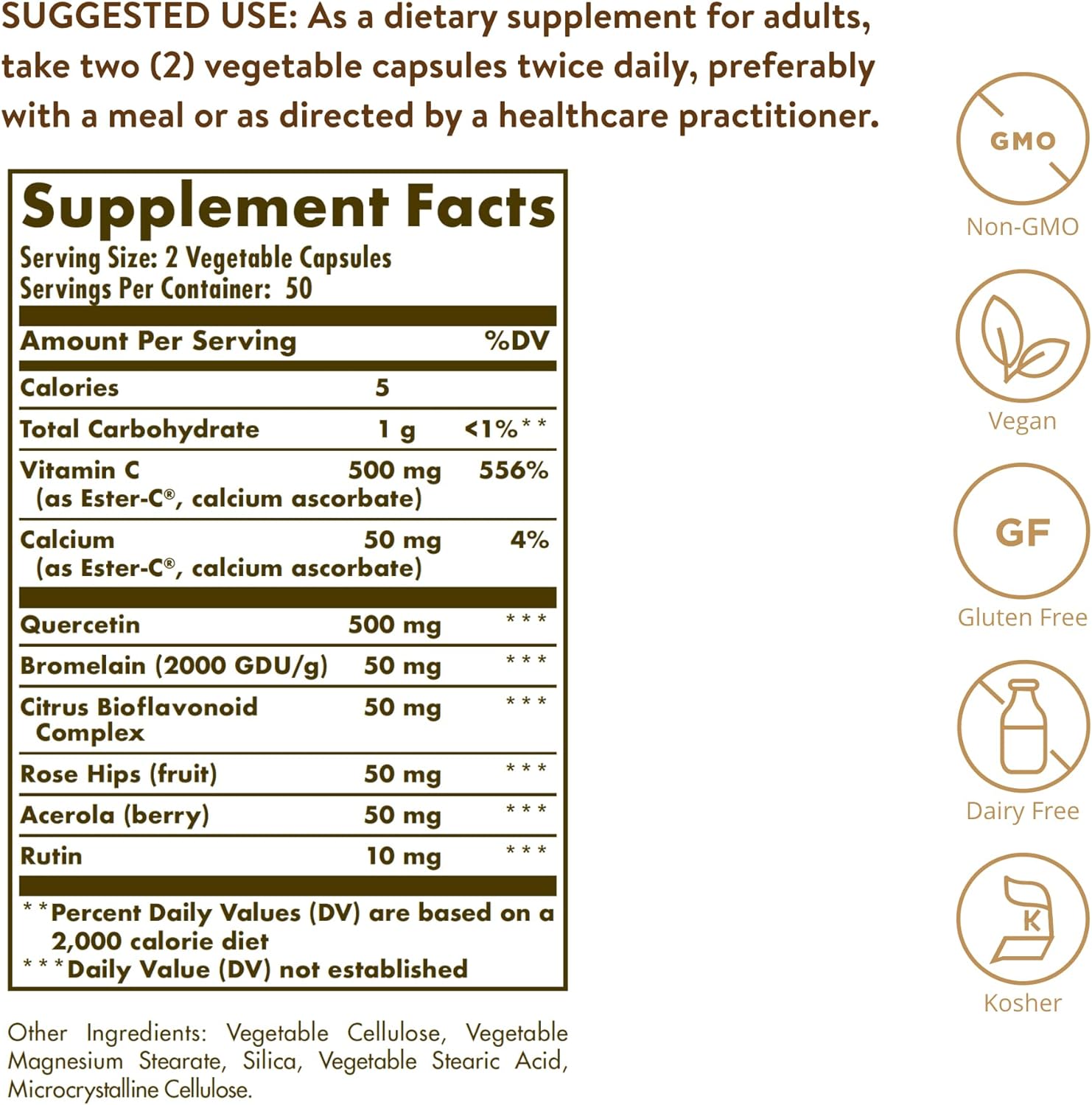 Quercetin Complex with Ester-C Plus - 100 Vegetable Capsules