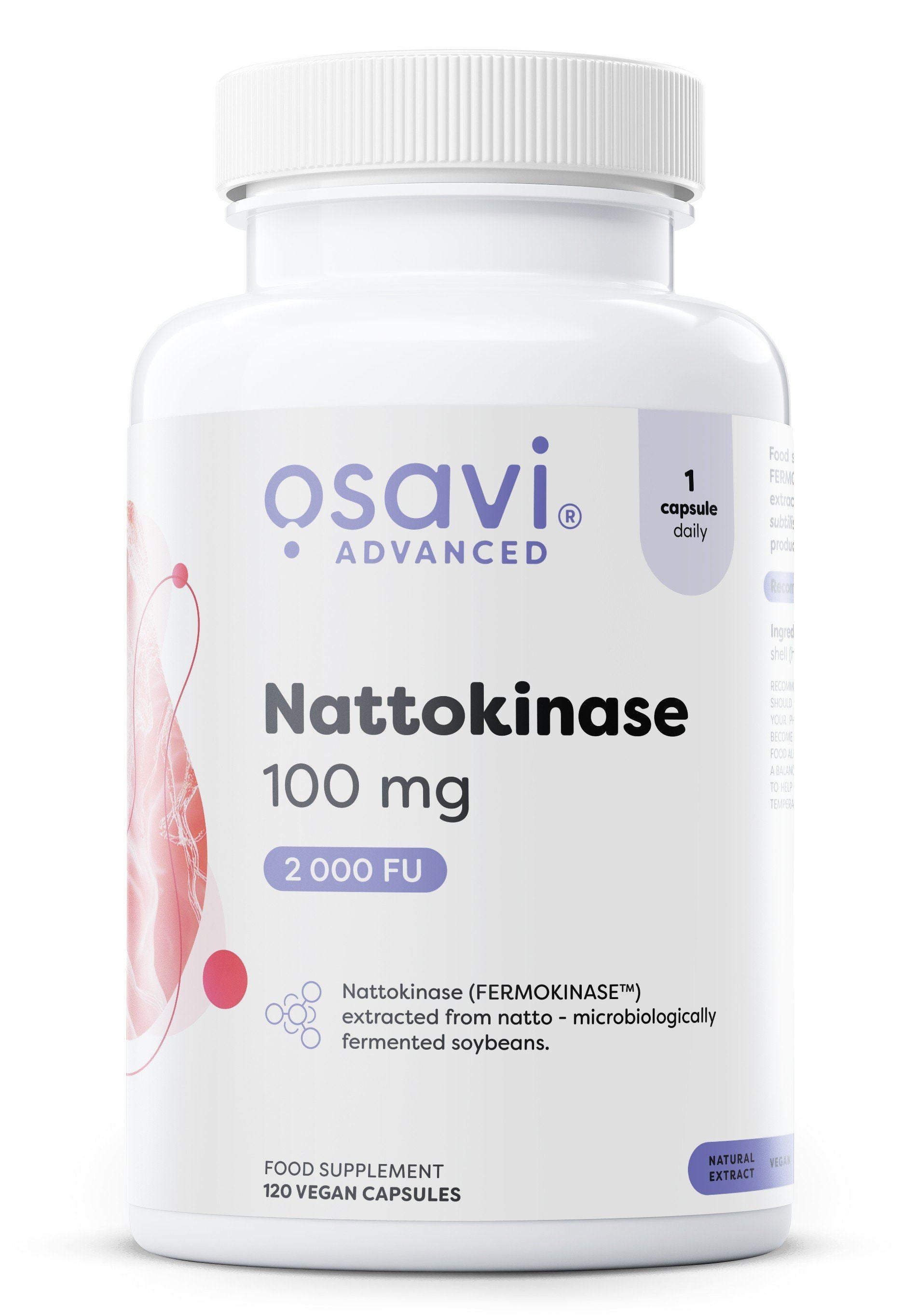 Osavi Nattokinase 100mg 120 Capsules — FERMOKINASE 2000 FU vegan