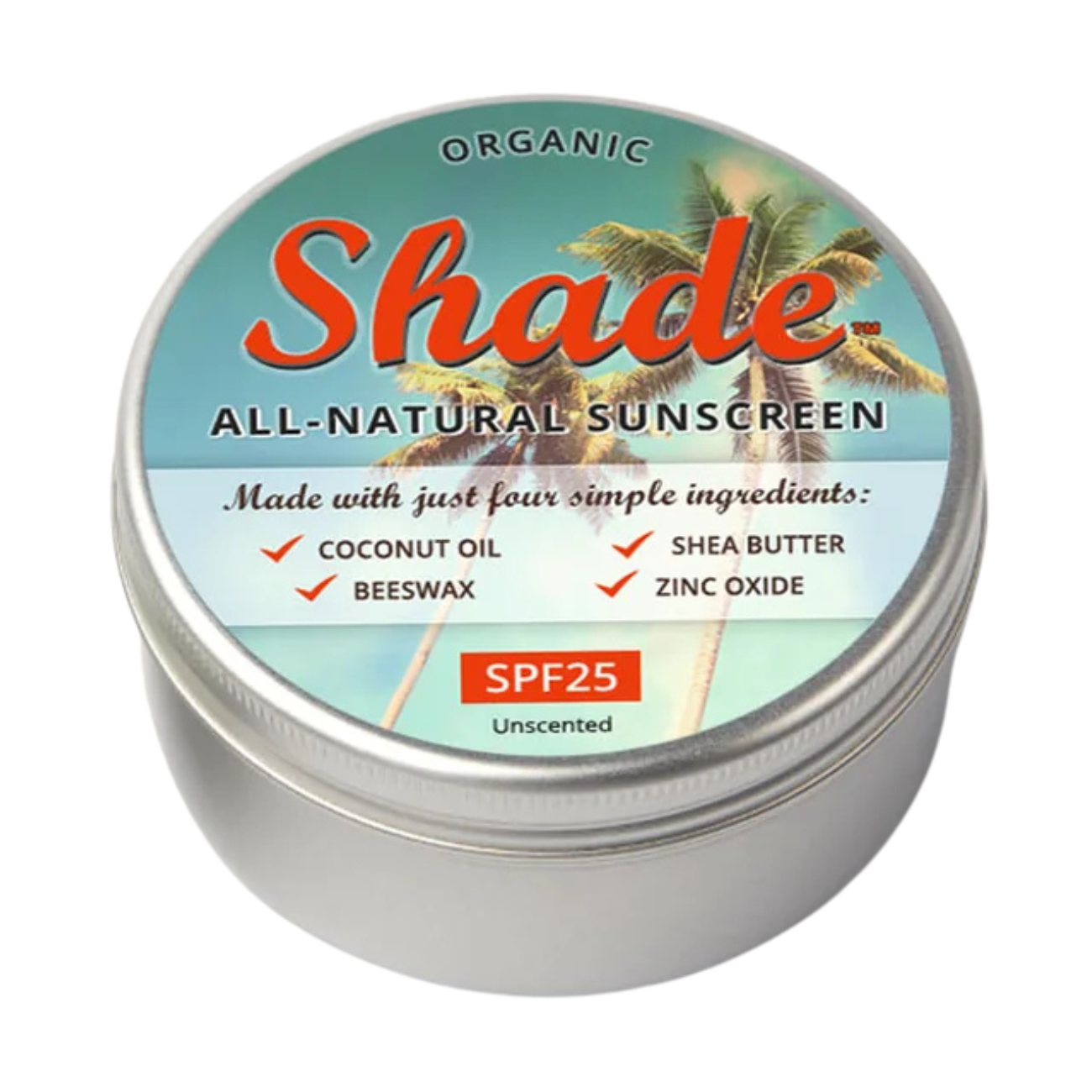 Shade All-Natural Sunscreen SPF25 15ml/100ml front packaging