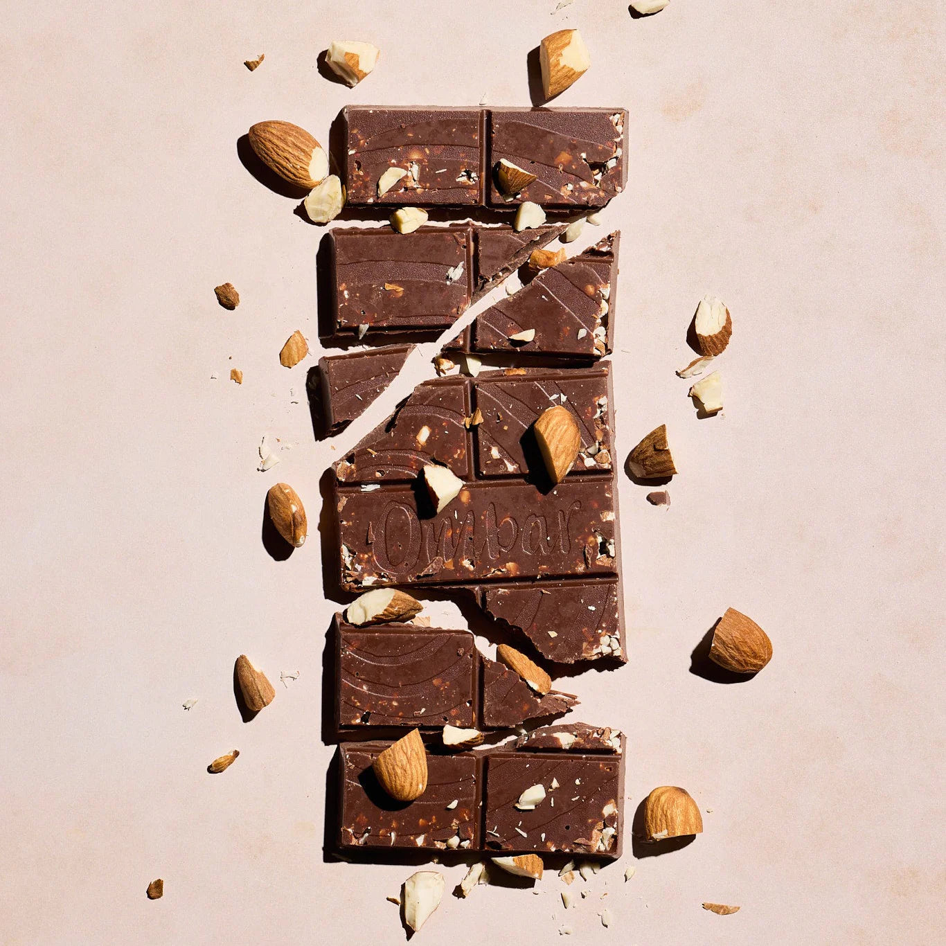 Ombar Coco Almond 60% Cacao Chocolate Bar 70g actual product