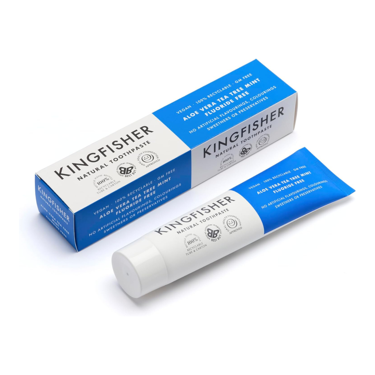 Kingfisher Aloe Vera Tea Tree Mint Toothpaste 100ml packaging