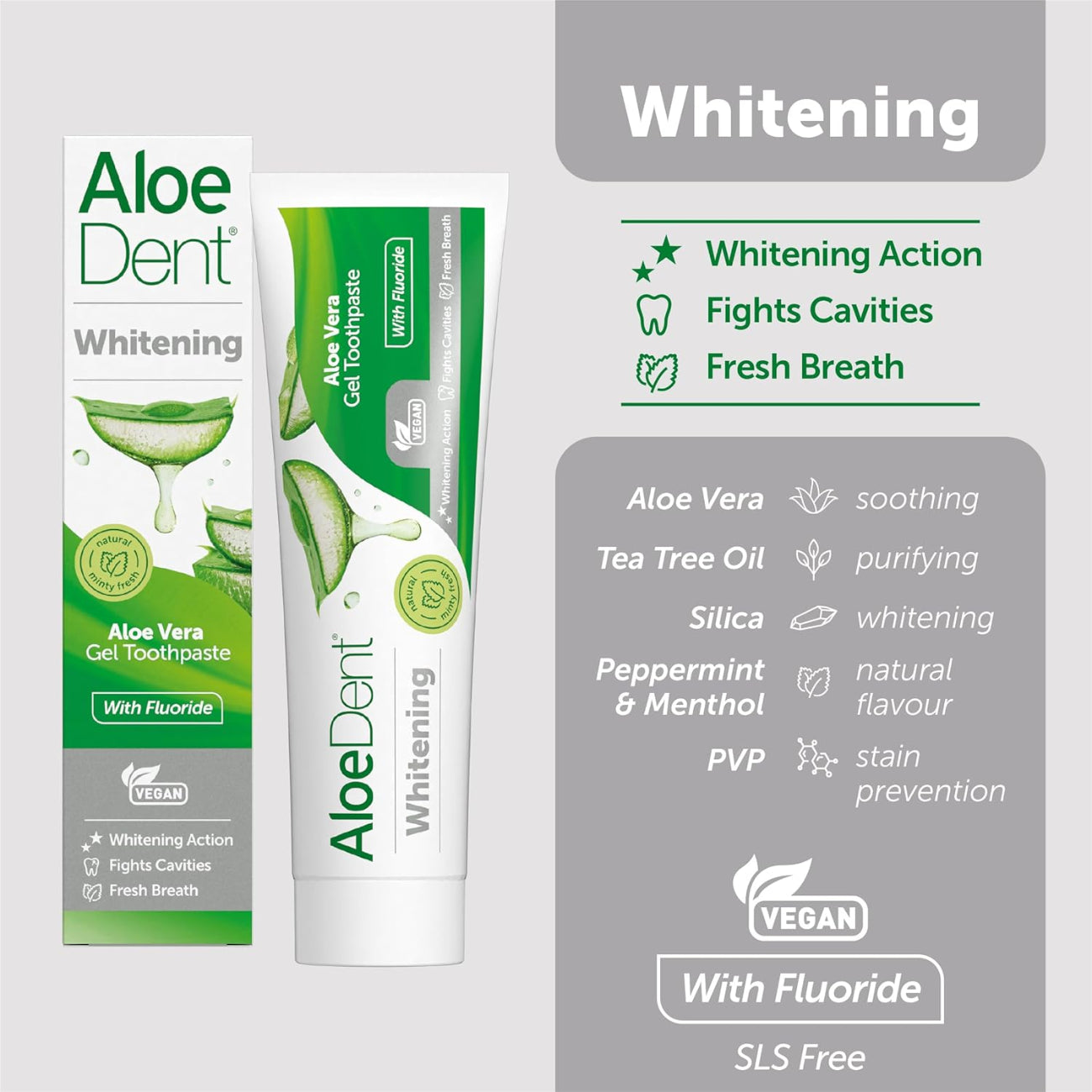 Aloe Dent Whitening Silica Toothpaste Peppermint Fluoride 100ml details