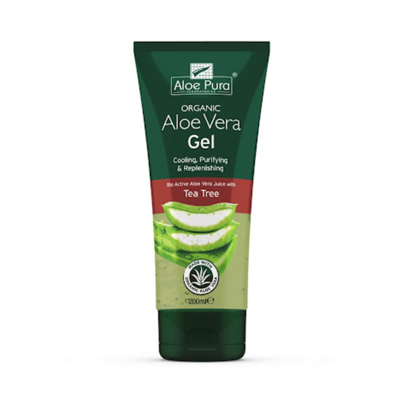 Aloe Pura Aloe Vera Gel & Tea Tree 200ml front packaging