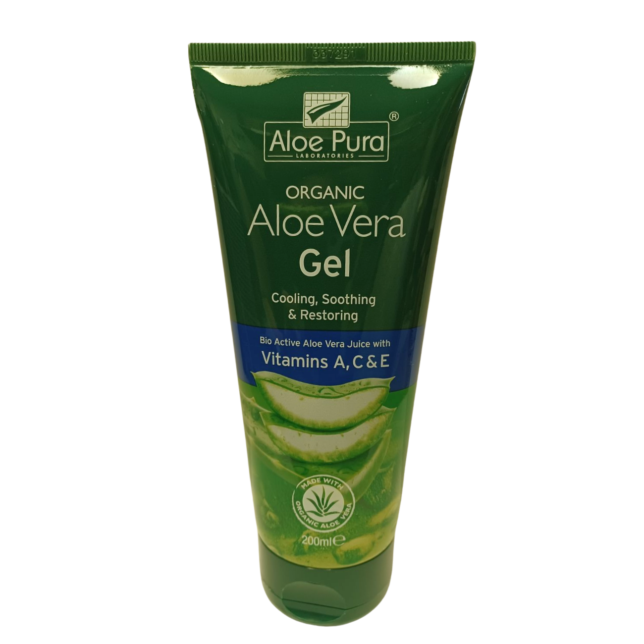 Aloe Pura Aloe Vera Gel & Vitamin A C & E 200ml front packaging 