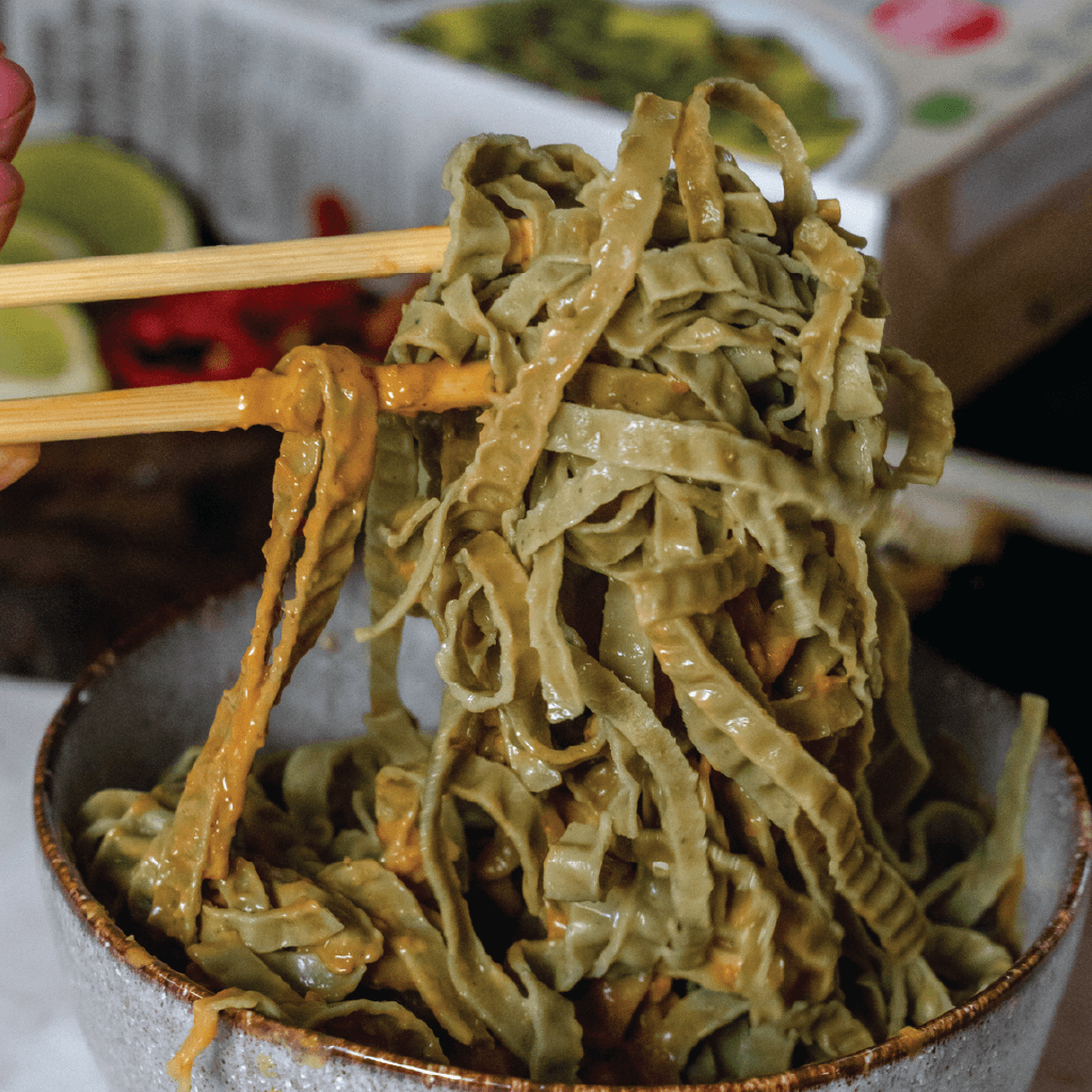 Explore Cuisine Edamame & Mung Bean Fettuccine — cooked pasta dish