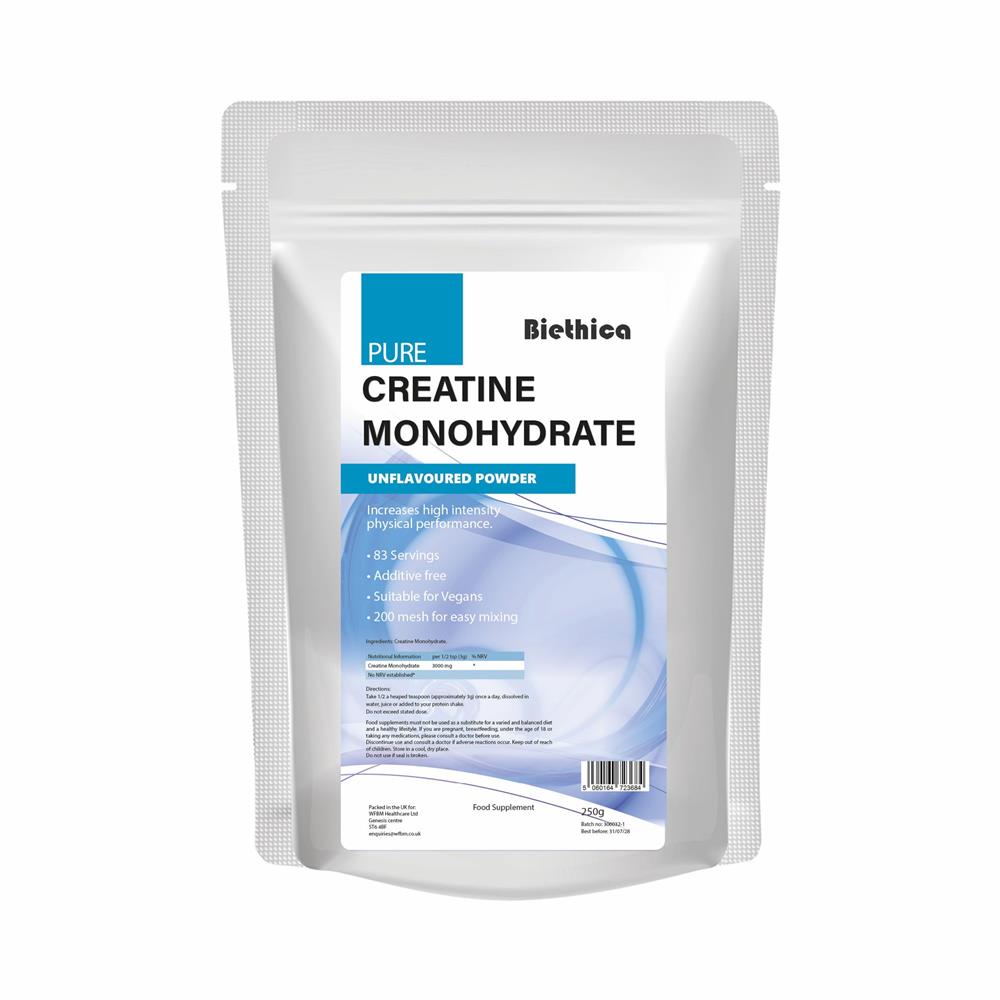 Biethica Creatine Monohydrate Unflavoured 250g — pure, no fillers