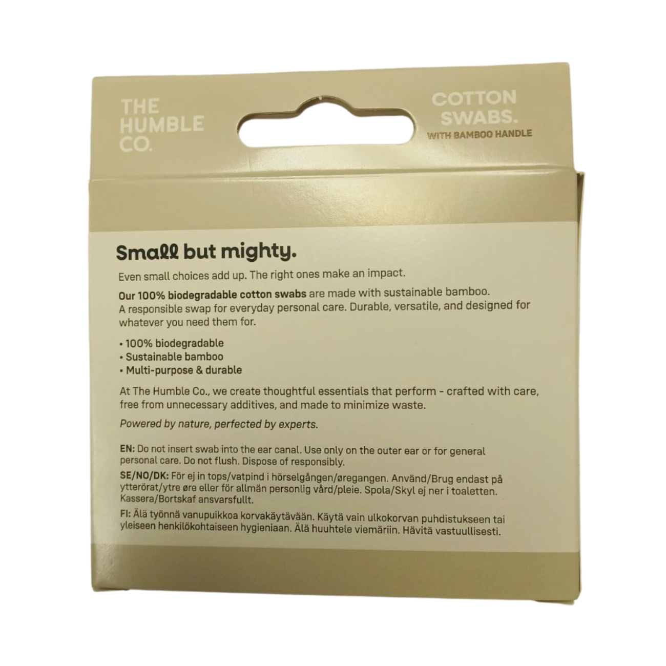 The Humble Co Bamboo Cotton Swabs White 100's back packaging