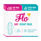 Here We Flo Bamboo Pads Winged & Ultra Thin 10 Day & 5 Night Pads front packaging