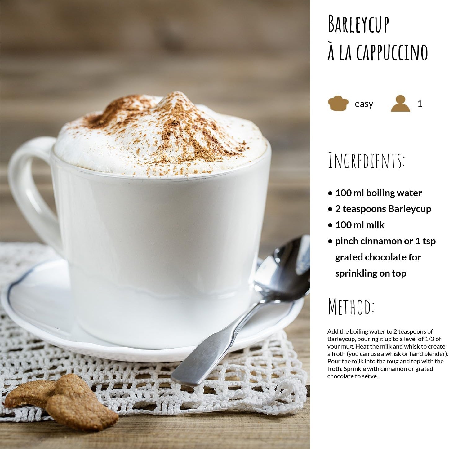 Barleycup Cereal Drink with Fibre 100g recipe