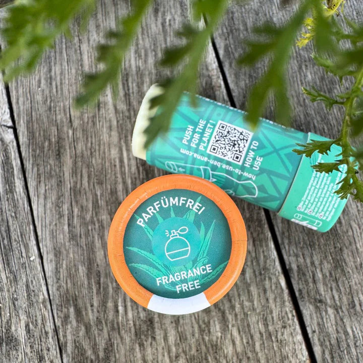 Ben and Anna Aloe Vera Soda Deodorant Fragrance Free Paper Tube 40g lifestyle image 3