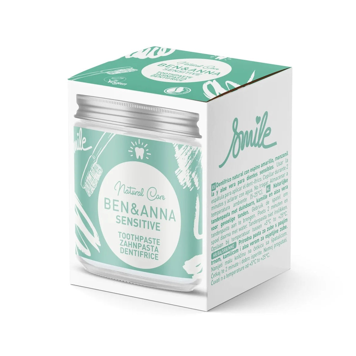 Ben and Anna Sensitive Toothpaste 100ml side angle