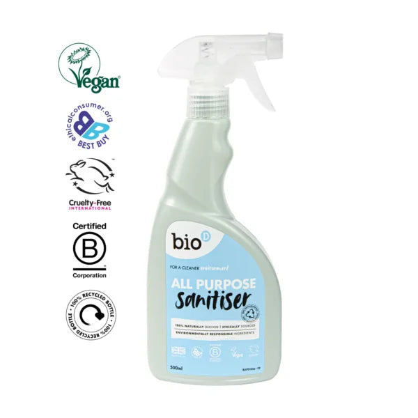 Bio-D All Purpose Sanitiser Spray 500ml Certifications 