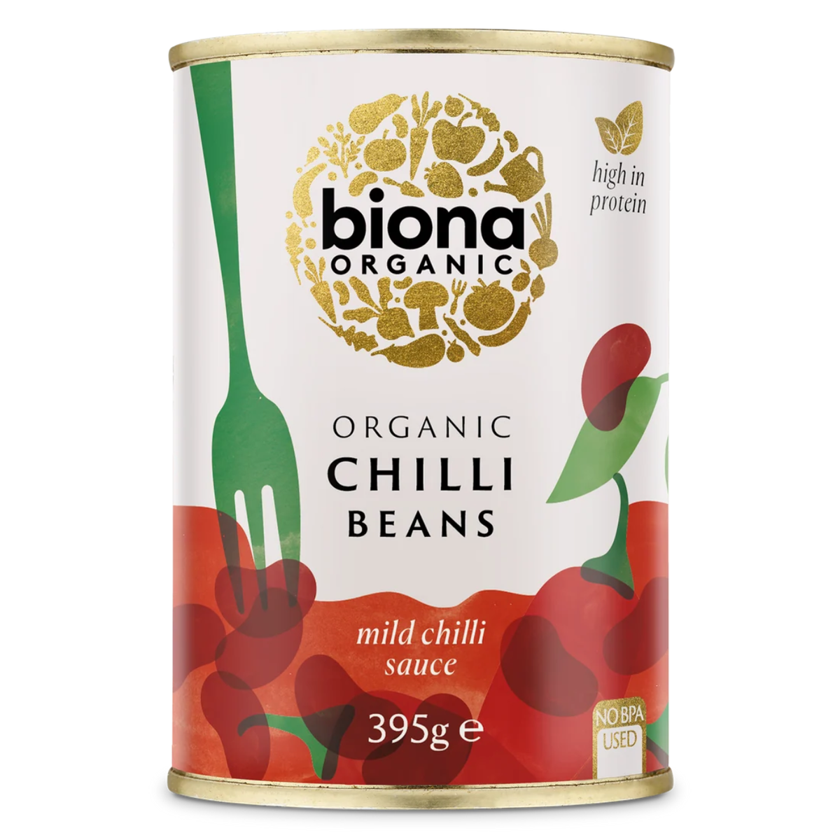 Biona Organic Chilli Beans 395g front packaging