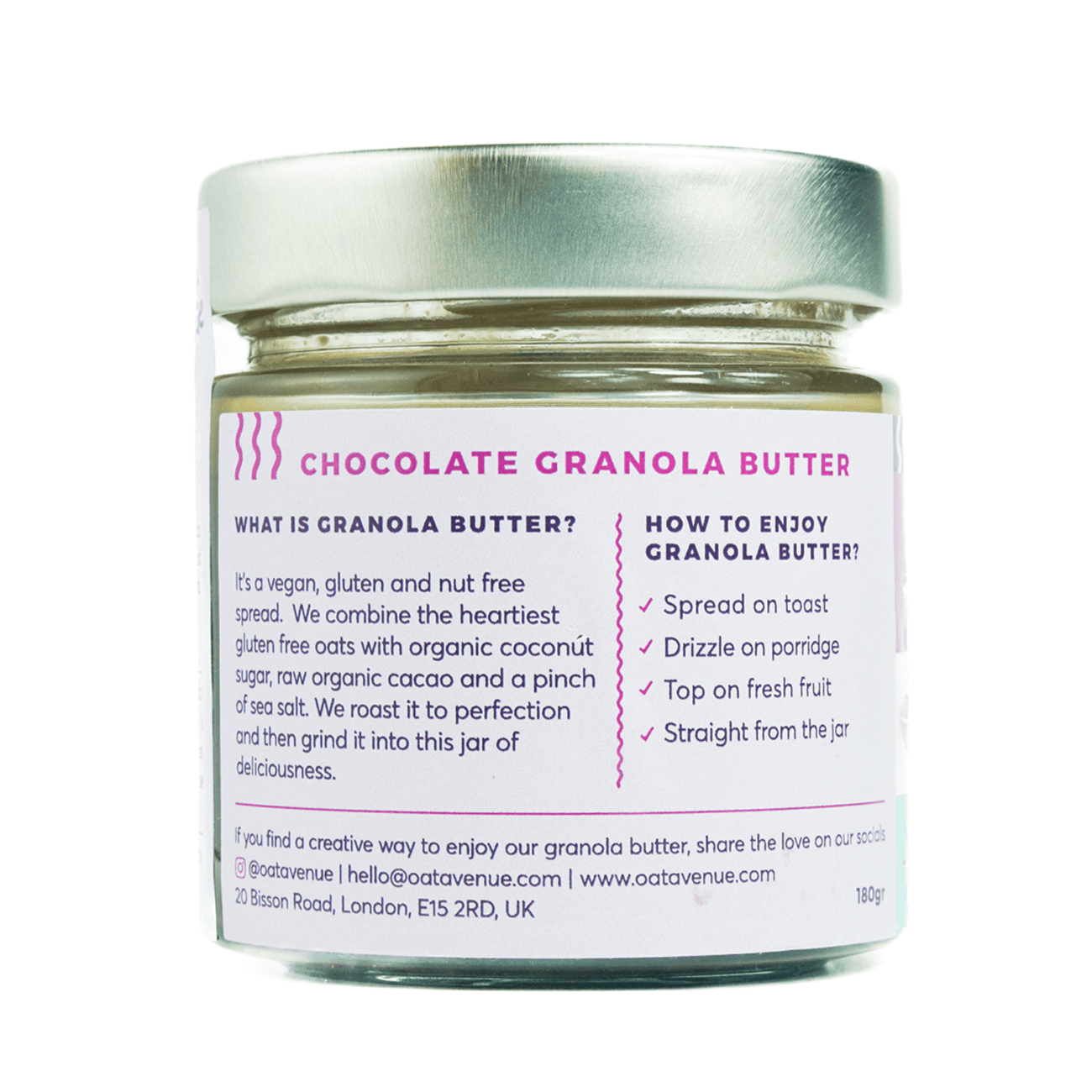 Chocolate Granola Butter 225g back details